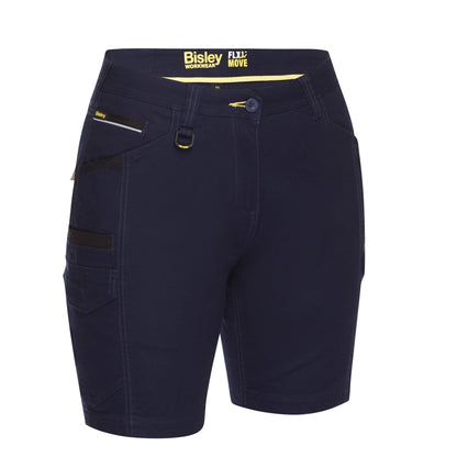Bisley Navy BSHL1044 Women's Flex&Move Cargo Work Shorts - Front view