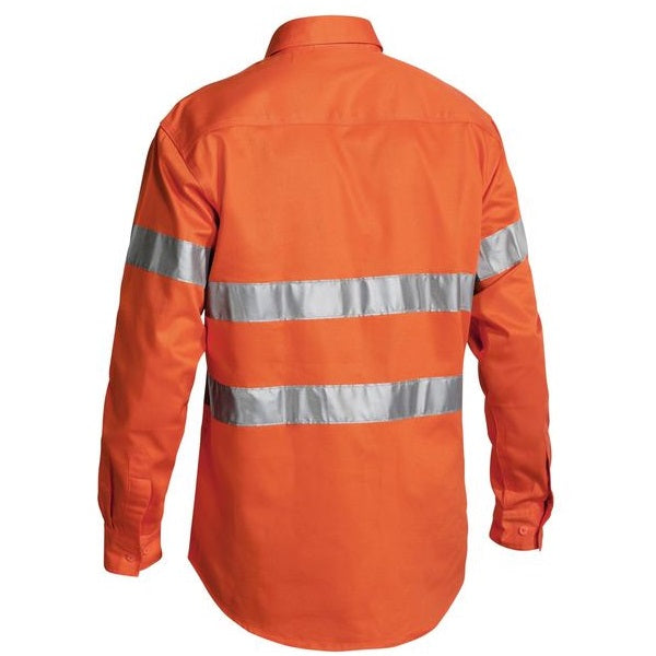 Bisley BTC6482 HiVis 3M Reflective Tape Closed Front Mens Drill L/S Shirt