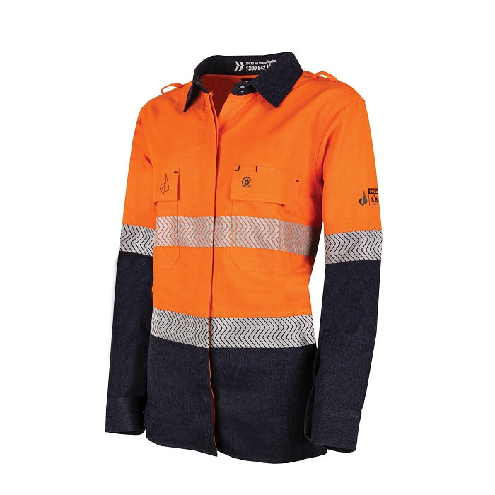 Bool BWW2595T1 Womens Regular Weight PPE2 Two Tone FR Shirt With Segmented FR Reflective Tape