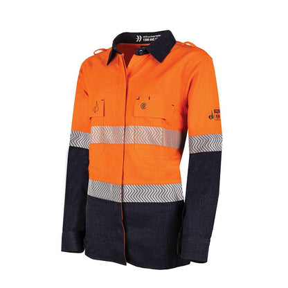 Bool BWW2595T1 Womens Regular Weight PPE2 Two Tone FR Shirt With Segmented FR Reflective Tape
