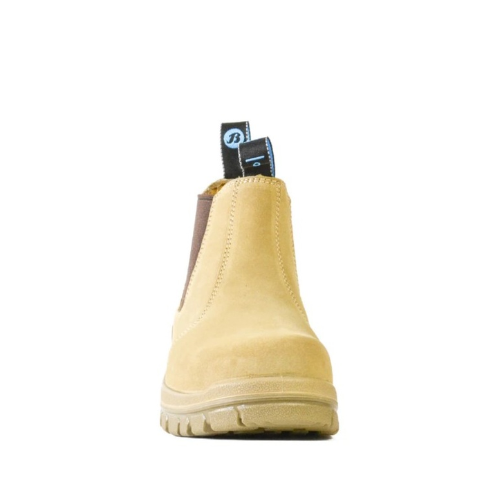 Unisex pull on, premium suede leather, Bata 703-80514 Mercury Safety Slip-On Boots, PU midsole, front view