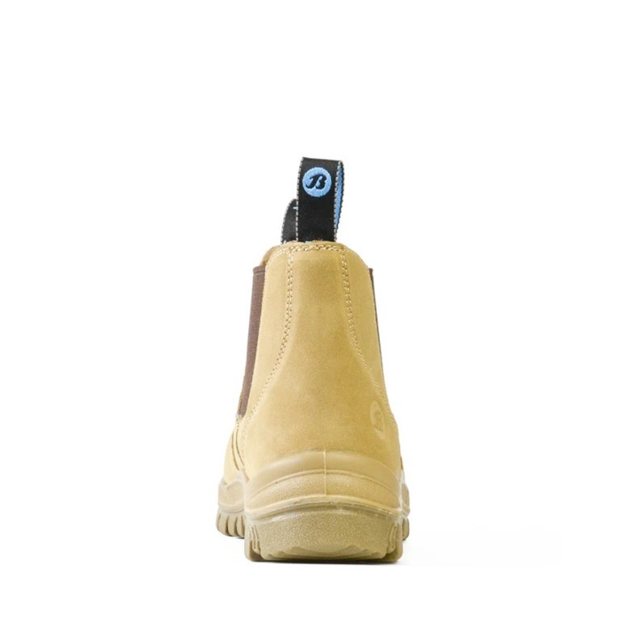 Bata 703-80514 Mercury Safety Slip-On Boots, mens or womens, sand suede, rear view