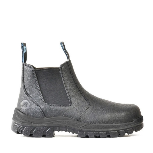 Black, steel toe, Bata 705-60514 Hercules Safety Boots, elastic sided, side view