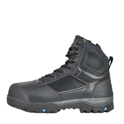 Mens tactical Safety workplace boot, Bata 804-66031 Avenger Black, side view, anti-penetration midsole