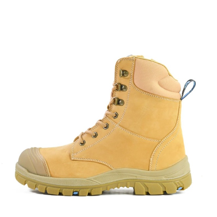 Wheat, Bump cap, Tradie,Bata 804-80851 Defender Wheat Zip Side Safety Boots, right side view