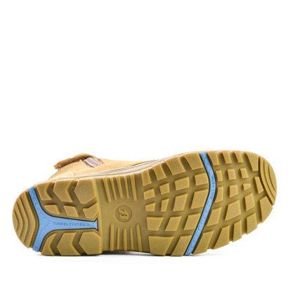 Bata 804-80851 Defender Wheat Zip Side Safety Boots Wheat sole view, Slip and oil resistant. 