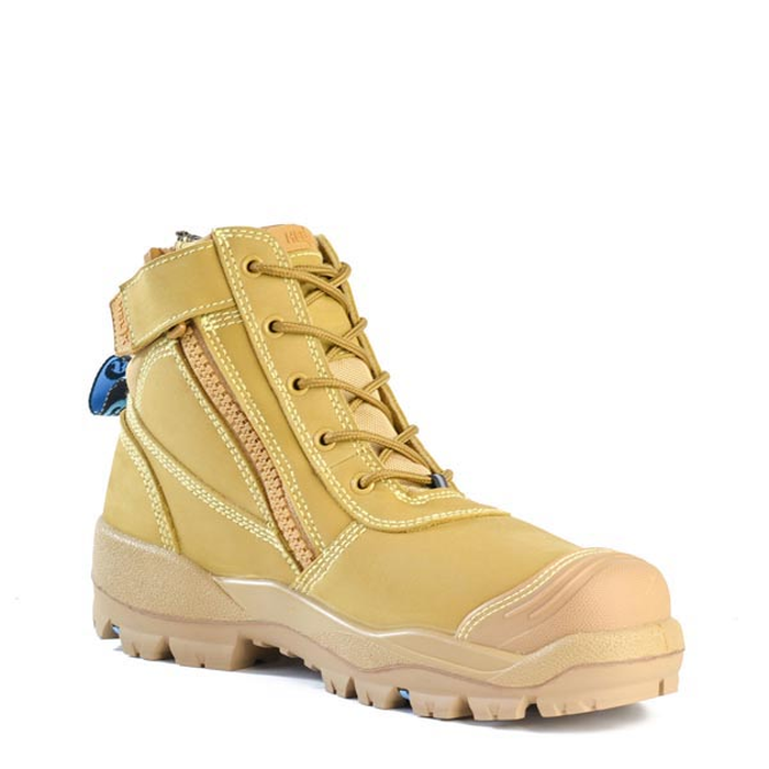 Bata 804-88008 Horizon Ultra Zip Safety Boots, wheat, front angle view, Electrical hazard (EH) protection