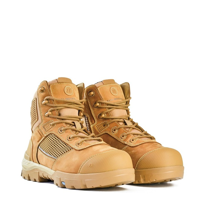 Bata 804-88830 Avenger Safety Boots, wheat, carbon safety toe cap, front angle view. 