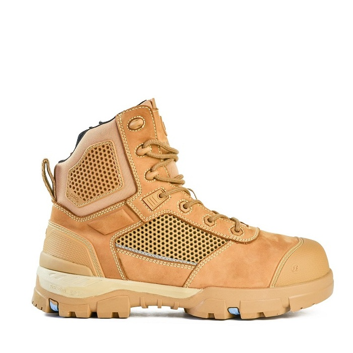 Bata 804-88830 Avenger Safety Boots, wheat side view breathable mesh, safety toe. 