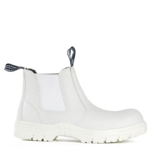 Mens white painters Chelsea boot with steel toe, Bata 805-11514 Hercules Safety Boots