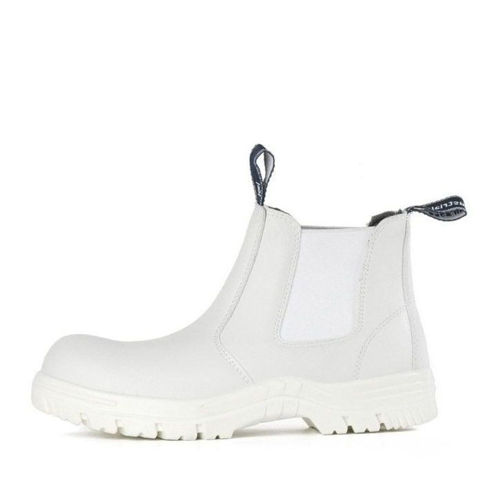 White pull on, Bata 805-11514 Hercules Safety Boots, left side view, safety toe