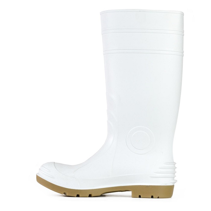 White, industrial Bata 892-10095 Jobmaster II 400 Safety Boots, left side view, electrical hazard protection