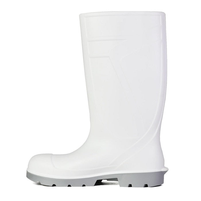 Bata 892-11021 Jobmaster PU 400 Safety Gumboots, white, lightweight construction, cushioned sole, front right side view