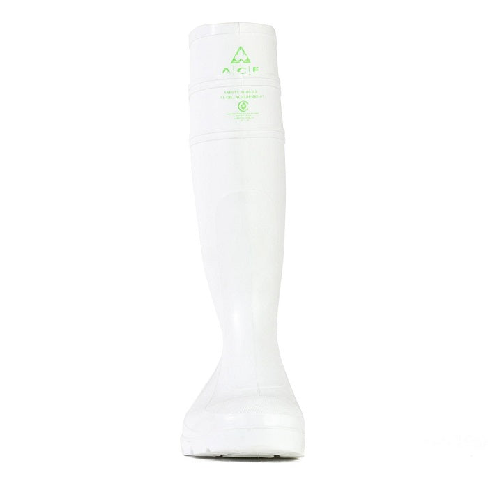 White, Bata 892-11080 Utility Non Safety Gumboots, front view, Oil and acid resistance