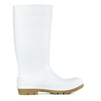 Bata 892-13180 Jobmaster II 400 Non Safety Boots, White, side view, SRA-rated slip-resistant sole.