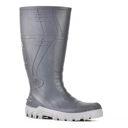 Bata 892-22292 Jobmaster III Grey 400 Safety Gumboot, grey, tall, industrial workplace boot, front angled view