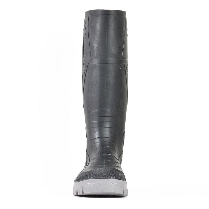 Bata 892-62290 Jobmaster III 400 Safety Gumboot, black, tall waterproof industrial gumboot, front view