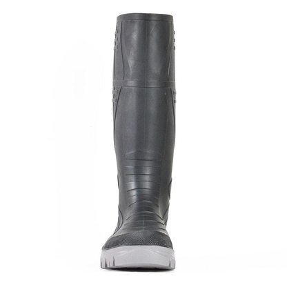 Bata 892-62290 Jobmaster III 400 Safety Gumboot, black, tall waterproof industrial gumboot, front view