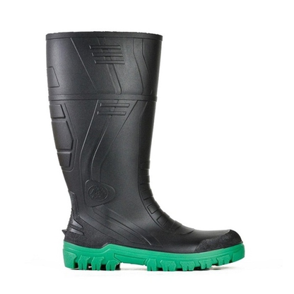 Black rubber, with green sole, boot Bata 892-67280 Jobmaster III 400 Non Safety GumBoots, slip resistant, side view