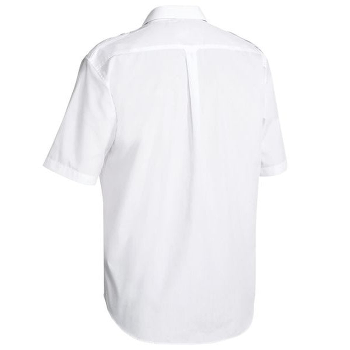 Bisley B71526 Epaulette Short Sleeve Shirt,white, rear view
