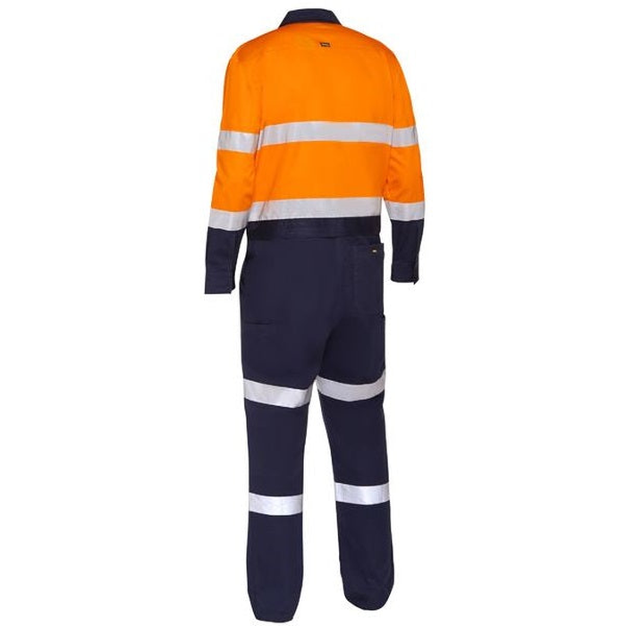 Bisley BC6066T Taped Hi Vis Work Coverall With Waist Zip Opening, navy/orange, rear view