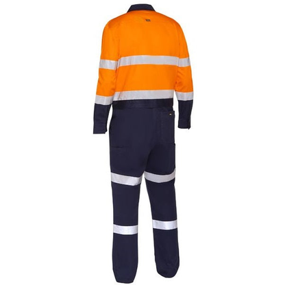 Bisley BC6066T Taped Hi Vis Work Coverall With Waist Zip Opening, navy/orange, rear view