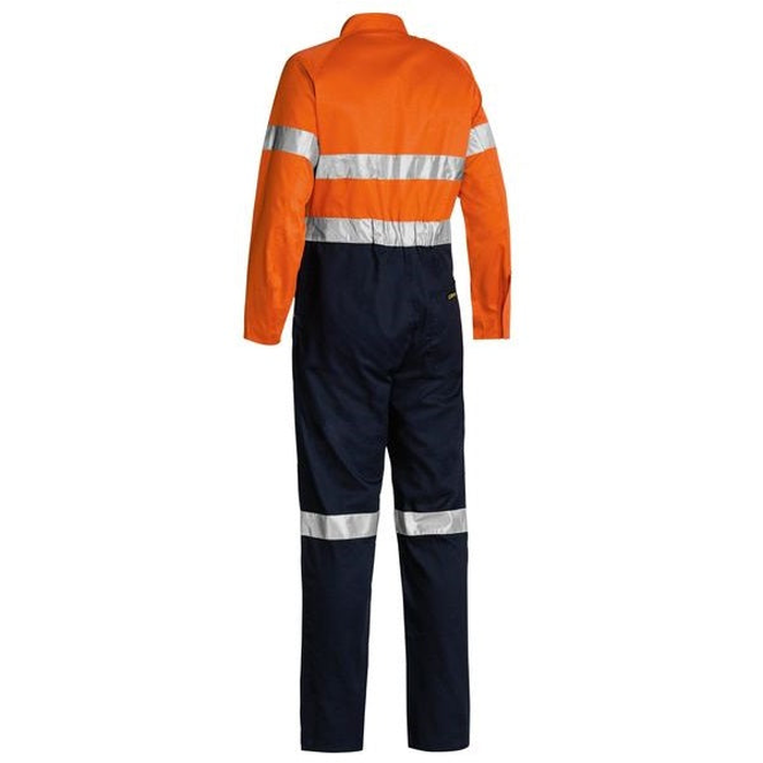 Orange/navy, rear view, Bisley BC6719TW 2-Tone HiVis Lightweight Coverall 3M Reflective Tape