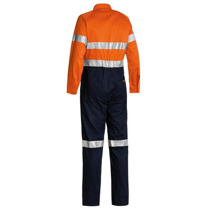 Orange/navy, rear view, Bisley BC6719TW 2-Tone HiVis Lightweight Coverall 3M Reflective Tape