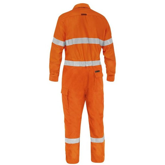 Bisley BC8478T Apex 185 Taped HiVis FR Ripstop Vented Coverall, orange, rear view