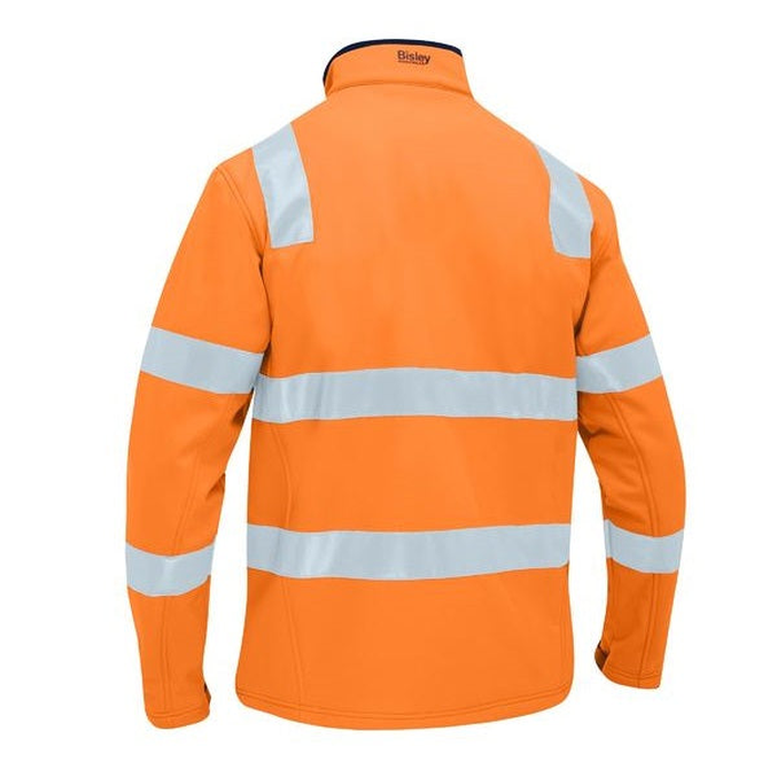 Bisley BJ6058T Taped Hi Vis Soft Shell Jacket, orange, rear view
