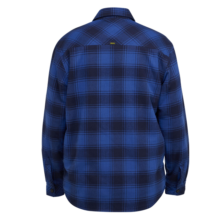 Bisley BJ6101 Shacket with Sherpa Lining, blue plaid, rear view