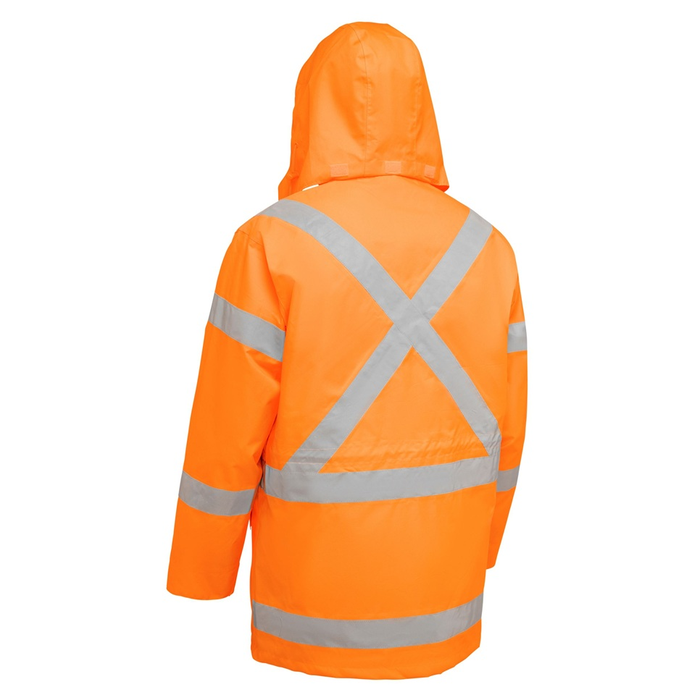 Bisley BJ6374XT X Taped 5 in 1 Rain Jacket, orange, rear view