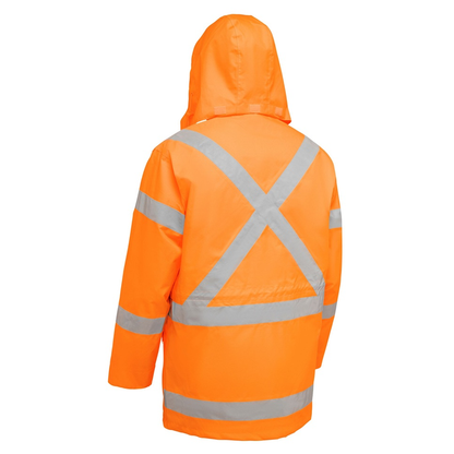 Bisley BJ6374XT X Taped 5 in 1 Rain Jacket, orange, rear view