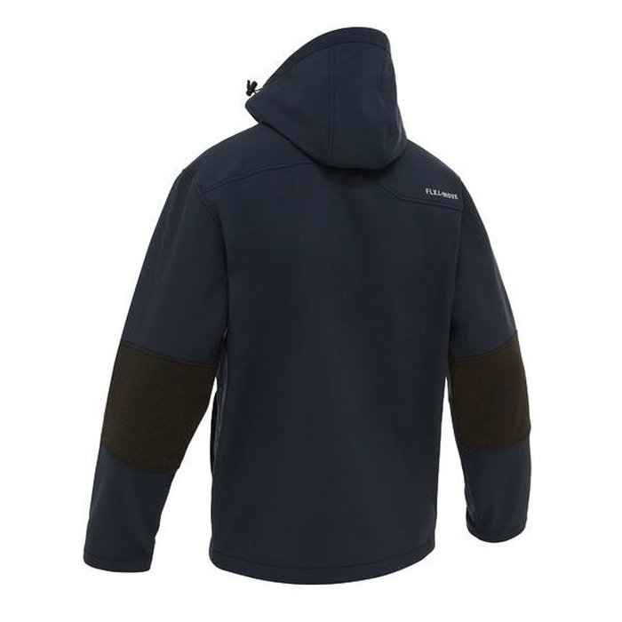 Bisley BJ6570 Flex And Move Hooded Soft Shell Jacket, navy, rear view