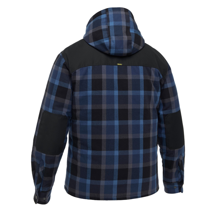 Bisley BJ6703 Contrast Check Zip Front Hoodie, blue black, rear view