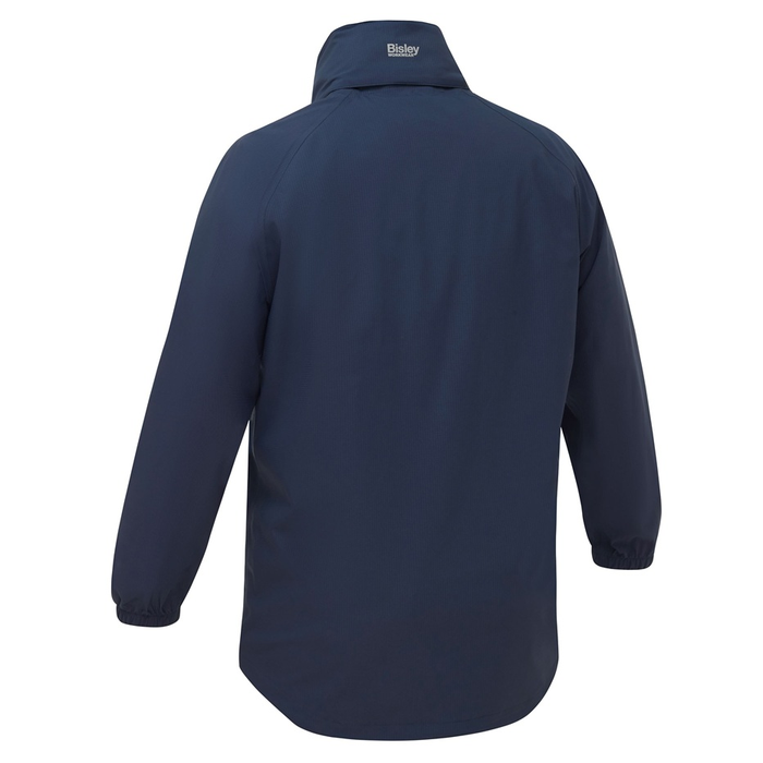 Bisley BJ6707 Packable Lightweight Ripstop Rain Jacket, navy blue, workplace waterproof, rear view