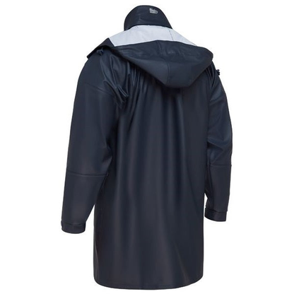 Bisley BJ6835 Stretch PU Rain Coat, navy back view