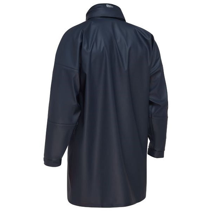 Navy rear view, Bisley BJ6835 Stretch PU Rain Coat