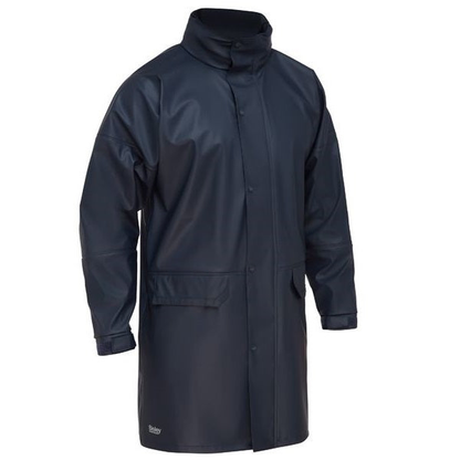 Navy, double layer waterproof fabric, Bisley BJ6835 Stretch PU Rain Coat, front view