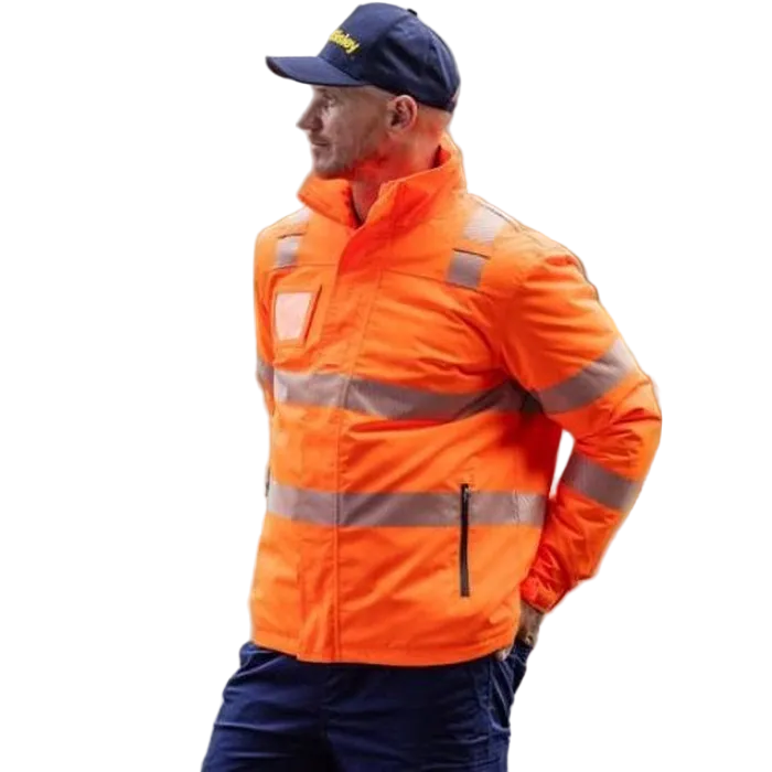 Model view, Bisley BJ6842T Taped Hi Vis Heated Jacket With Hood