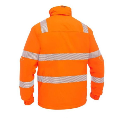 Bisley BJ6842T Taped Hi Vis Heated Jacket With Hood, orange, rear view