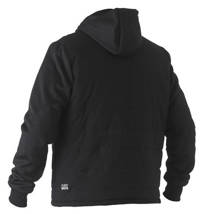 rear view, black, Bisley BJ6844 Flex and Move Puffer Fleece Hooded Jacket