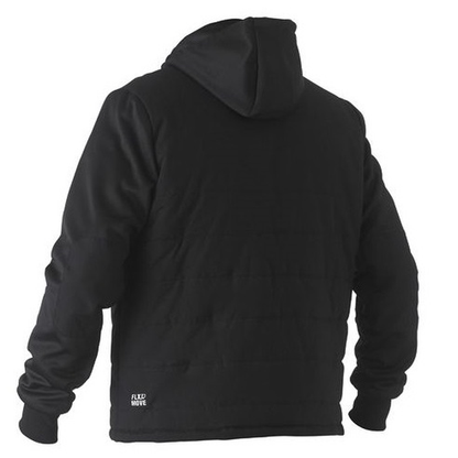 rear view, black, Bisley BJ6844 Flex and Move Puffer Fleece Hooded Jacket