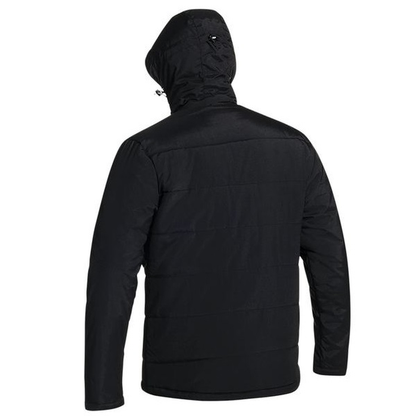 Bisley BJ6928 Puffer Jacket With Adjustable Hood, hooded back view, mens, black
