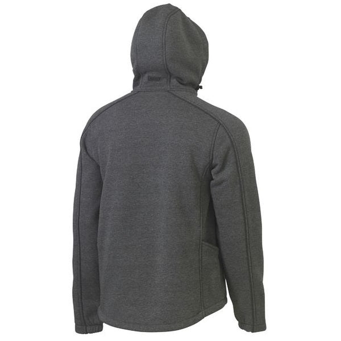 Bisley BJ6937 Flex and Move Shield Jacket, rear view hood up, charcoal