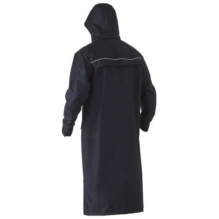 Bisley BJ6962 Long Rain Coat, navy , rear view