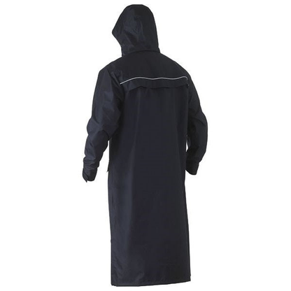 Bisley BJ6962 Long Rain Coat, navy , rear view