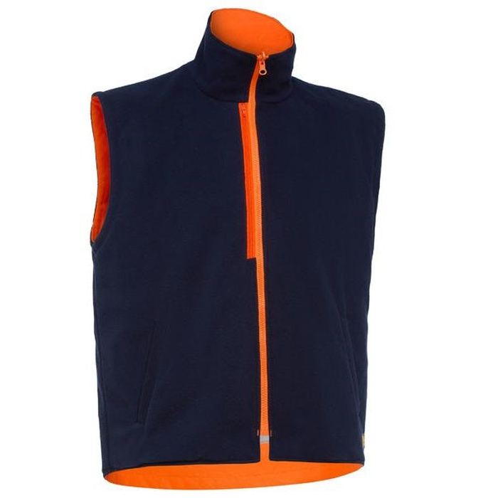 Inner sleeveless vest, rail orange, Bisley BJ6974XT X Taped 4-in-1 Rain Jacket, front view