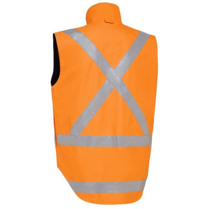 Bisley BJ6974XT X Taped 4-in-1 Rain Jacket, cross back, rear view, rail orange