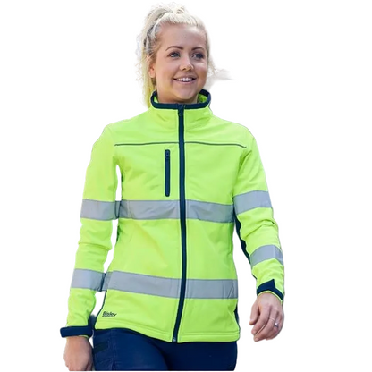 Bisley BJL6059T Womens Taped 2-Tone HiVis Soft Shell Jacket, model view